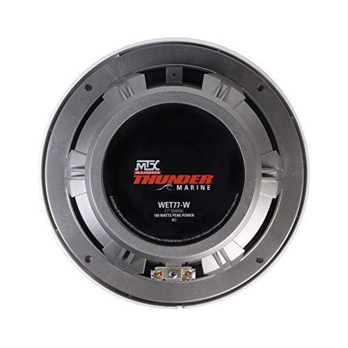 Image of MTX WET77-W Wet Series 75 Watt RMS 4 Ohm Coaxial Outdoor Marine Boat ATV UTV Speaker Pair with Weather Resistant Polypropylene Cones, Silicone Insulated Tinsel Leads, and ASA Plastic Grille, White