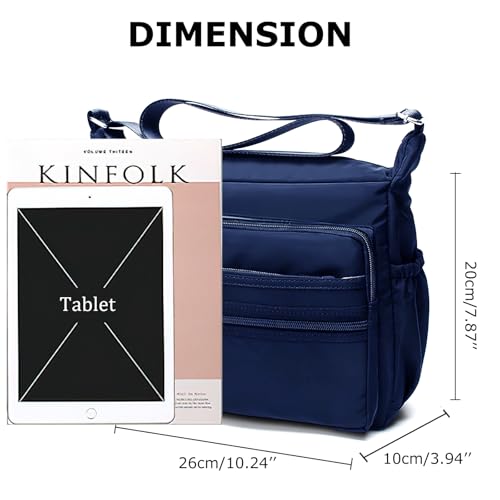 WITERY Small Crossboby Bag for Women - Waterproof Nylon Multi-pocket Purse Travel Shoulder Bag Lightweight Messenger Bag3