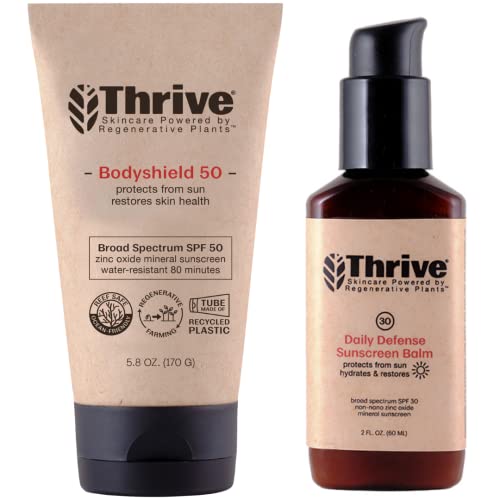 Image of Thrive Natural Care Moisturizing Mineral Face Sunscreen SPF 30 & Water Resistant Reef Safe Body Sunscreen SPF 50 Bundle - Broad Spectrum Zinc Oxide Sunblock, Vegan