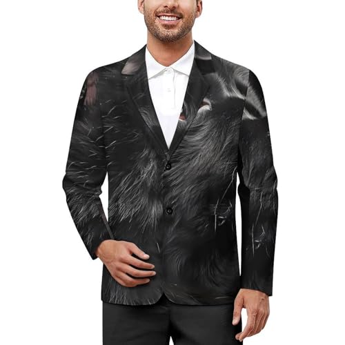 Black Chow Chow Men's Suits Dress Business Formal Suit Print Jackets Coat For Wedding Party