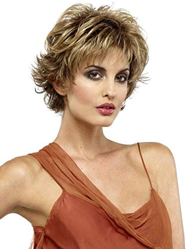 Victoria Wig Color TOASTED SESAME - Envy Wigs 3.25" Short Pixie Shag Synthetic Tapered Neckline Capless Average Swirly Waves Peluca Wispy Bangs Bundle MaxWigs Hairloss Booklet