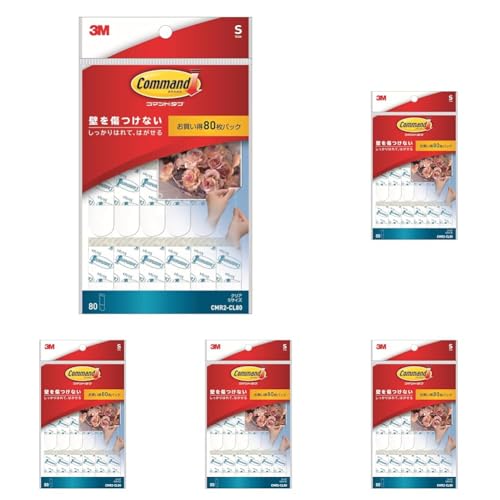 3M コマンド タブ 透明 クリア パック Sサイズ 耐荷重400g 80枚 CMR2-CL80 (× 5)