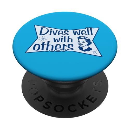 Funny Retro Dives Well With Other Scuba Diver Diving Buddy PopSockets Swappable PopGrip