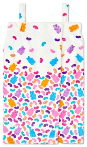 iscream Big Girls' Silky Soft Plush Spa Wrap for Home, Travel, Summer Camp - Candy Shop Collection