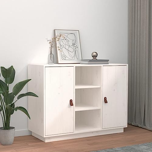 Lumanois Buffet Blanc 100x40x75 cm Bois Massif de pin Buffets & bahuts Blanc,820133