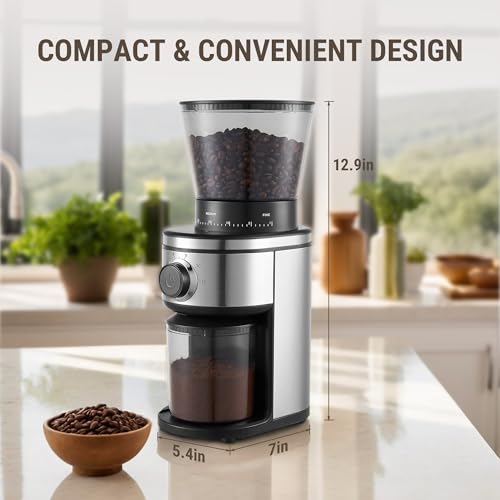 AYCHIRO Conical Burr Coffee Grinder Electric, Coffee Grinder with 30 Grind Settings, Adjustable Burr Mill Grinder for Home Use, 2-12 Cups for Espresso, Pour Over & French Press by AYCHIRO - Image 8