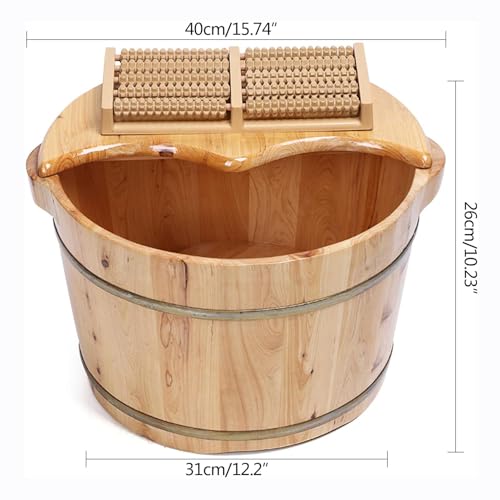 Masajeador spa de pies de madera de cedro sólido 16" miniatura 2