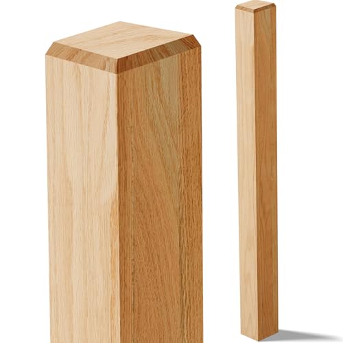 CroBlissful 1 Pcs Red Oak Stair Newel Post 3.5 x 48 Inches, Solid Wood Square Stair Post with Top Chamfer Design, Red Oak Wood Balusters for Interior Staircase Railing Newels Remodeling and Handrails