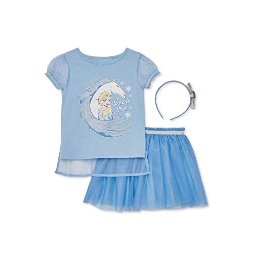 Disney Frozen Queen Elsa Toddler Girls T-Shirt Tulle Skirt And Headband 3 Piece Outfit Set 2T #TOP5