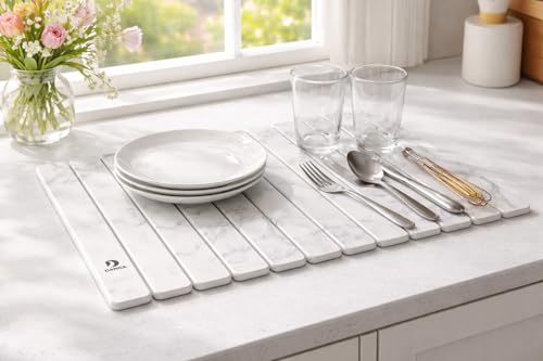 Large Stone Drying Mat 23" x 15" - Diatomaceous Earth Quick-Dry Counter & Bathroom Mat, Easy Storage, Multi-Use For Kitchen, Bathroom, Pets, Plants by DANGA - Used condition - US$22.08