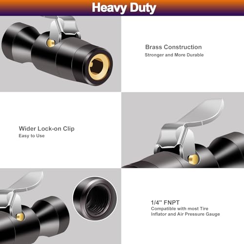 image for GODESON Locking Air Chuck,1/4FNPT Lock On Air Chuck with Two Steel Jaw