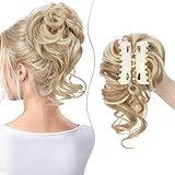 SEGO Haarteil mit Klammer Große Dutt Haarteile Haargummi mit Haaren Haarverlängerung Ponytail Zopf Hair Bun für Damen Grau #16P613