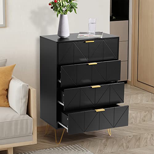 Louvixa Dresser For Bedroom, Black Dresser, 4 Small Drawer Dresser With Metal Leg #TOP1