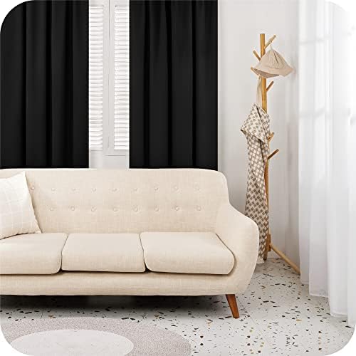 Amazon Brand  Umi Bedroom Curtains 46 x 54 Inch Blackout Curtains Rod Pocket Thermal Insulated Decorative Soft Energy Saving Room Darkeing Pencil Pleat Curtains for Kid Black Set of 2