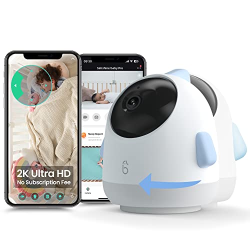 Image of Simshine Smart Baby Monitor WiFi Smartphone AI Cry Soothing Lullaby, Sleep Breathing Analysis, 2K UHD Video Camera, 2-Way Talk, Night Vision, Virtual Fence