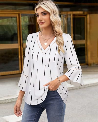 Timeson Women's Business Casual Tops 3/4 Sleeve Dressy Blouses Office Work Shirts3