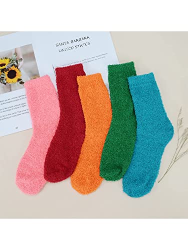 Century Star Athletic Fuzzy Socks For Women Slipper Socks Cozy Socks Outdoors Yoga Socks For Christmas 5 Pairs New Bright Color One Size #TOP3