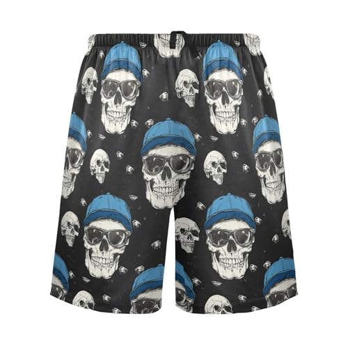 Men's Pajama Bottoms, Skull Pajamas Shorts Short Sleep Pants Lounge Wear Sleepwear Pjs