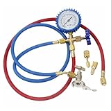 SHERCHPRY Automotive Air Conditioner Pressure Gauge Manifold Hose Set Refrigeration Service Tool for Car Ac Repair and Recharge with Silicone Protective Covers Random Color