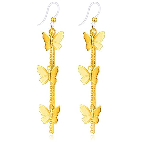 Plastic Earrings,KMEOSCH Drop Dangle Butterfly Earrings on Plastic Hooks for Sensitive Ears Cover