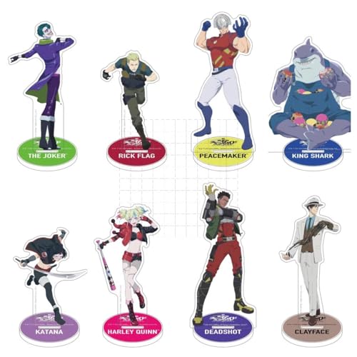 HAOMAI(カクマイ) 異世界スーサイド・スクワッド アクリルスタンド ハーレイ・クイン ジョーカー キング・シャーク 札を立てる 両面透明 グッズ 置物 台座 非公式 飾り 装飾品 展示用 プレゼント (A)