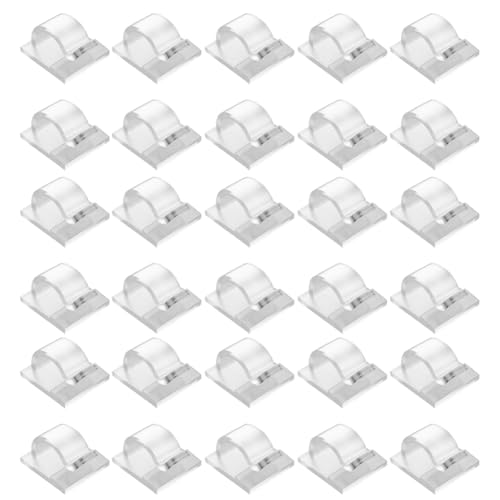 QYEW 30Pcs Outdoor Light Hook Sticky Fairy Light Clip Sticky Cable Manager Bracket Indoor Light Clip for Hanging Christmas Lights wall Cable String Lights Decorations (Transparent Small)