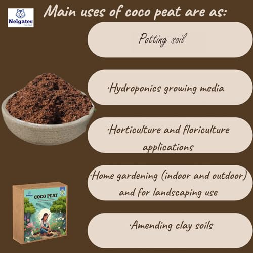 Image of Premium Coco Peat for Plants 5kg, cocopeat Brick Potting Soil Mix soilless for Home Gardening Terrace Gardening