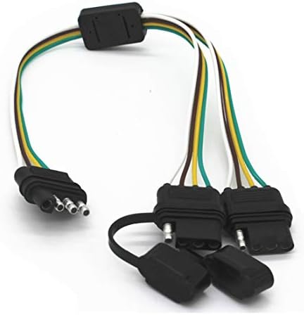 Tata.Meila 4 Way Y-Splitter Plug Universal for Tailgate Light Bar and Trailer Lights Plug & Play Adapter Extension Harness Wiring Plug 4 Pin Connectors