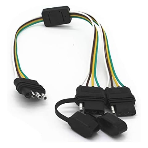 4 Way Y-Splitter Plug Universal for Tailgate Light Bar and Trailer Lights Plug & Play Adapter Extension Harness Wiring Plug 4 Pin Connectors (1) Cover