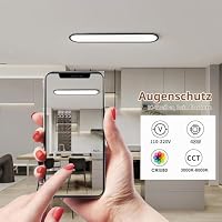 Oninio Lineare LED Deckenleuchte Dimmbar mit Fernbedienung, 100 cm, Schwarz – Ansicht 4