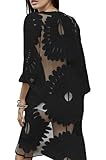 shermie Women's Floral Crochet Lace Beach Swimsuit Cover Ups Plus Size Long Kimono Cardigan Black