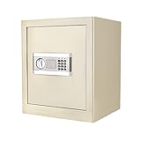  Caja fuerte electrónica con cerradura de combinación y llave, caja fuerte ignífuga TOPQSC con llave Caja fuerte ignífuga de 43L con alarma Caja fuerte de oficina a prueba de humedad y golpes - gris