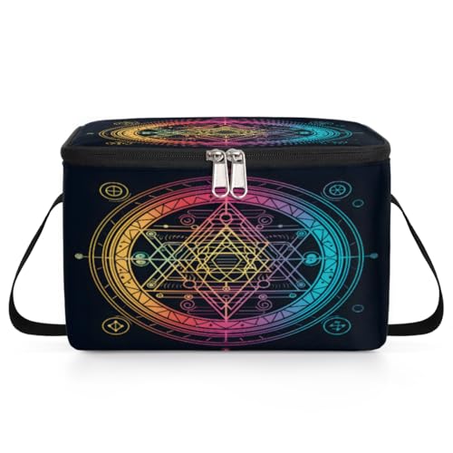 GzLeyigou Magic Circle Lunch Bags for Women Men 9 Cans, Hot & Cold Food Delivery Bag Insulated Grocery Bag Insulated Lunch Box Pentagram Cooler Bag for Office Work Picnic Beach