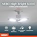 NEBO High Bright 6000 - Mains Powered Utility Light - Extremely Bright Light for Garages, Closets, Basements & Attics Without Batteries - 6000 Lumen