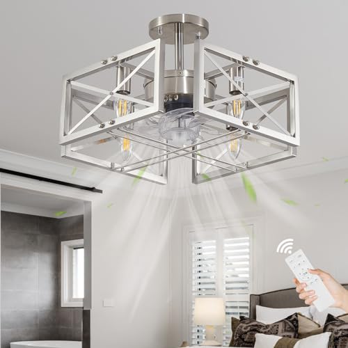 Punsoko FA93-042-04-SB Ceiling Fans With Lights, Brushed Nickel Fandelier Ceiling Fan cover