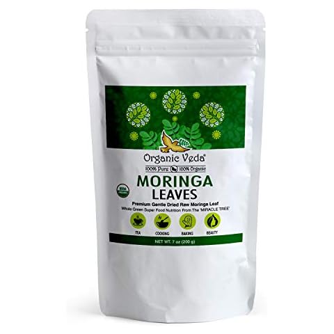 Organic Veda Moringa Tea Leaves - 100% Organic Moringa Dried Leaves - Moringa Oleifera Loose Leaf for Herbal Tea - Antioxidants Rich, Naturally Boosts Energy, Supports Digestion & Immune System - 7oz Cover