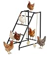 Comzinn Chicken Perch Swing with Ladder for Coop, Metal Frame Chicken Roosting Bars for 8-10 Hens, Pet Swing Set for Backyard Poultry Farm Roost, Ideal for Chickens' Health and Happiness, Black