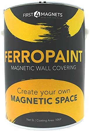 FIRST4MAGNETS FerroPaint® Charcoal Magnetic Paint for Walls, Bedroom, Office, Kitchen, Playroom, Classroom, DIY and Renovation - 0.25 Litres