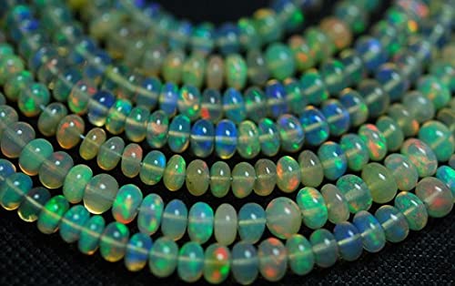 Opale jaune d'Éthiopie en rondelles lisses 4-7mm LKBEADS pour création de bijoux de 40cm