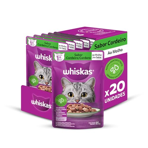 Pack Ração Úmida Whiskas para Gatos Adultos, Sachê Cordeiro ao Mo...