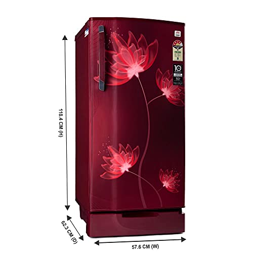 Image of Godrej Locking Solutions and Systems 200 L 4 Star Inverter Direct-Cool Single Door Refrigerator with Jumbo Vegetable Tray (RD EDGE 215D 43 TDI GL WN, Glass Wine, Base Stand with Drawer)