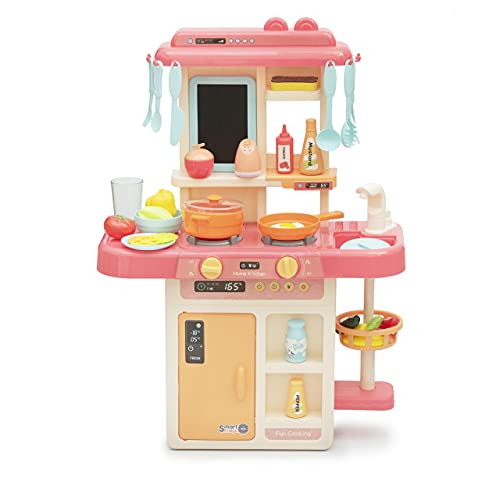 Cozinha Infantil Brinquedo Com Água Luz Som Fumaça 42 Peças BH STORE (Rosa)