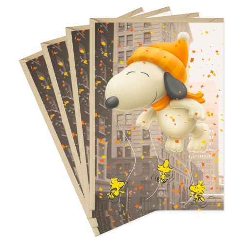 Hallmark Peanuts Thanksgiving Cards, 4-Pack (Snoopy Parade Balloon)