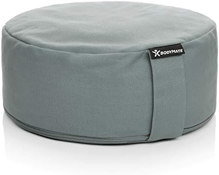 BODYMATE Meditation Cushion/Yoga Pillow D31cm H13cm  Removable washable 100% Cotton Cover - Inner cotton bag filled with buckwheat husks