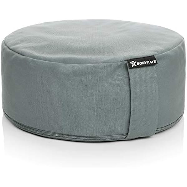 BODYMATE – poduszka do jogi, okrągła, średnica 31 cm, wysokość 13 cm, z wypełnieniem z ziaren gryki, poszewka do prania w pralce, ze 100%-owej, bardzo grubej bawełny, do medytacji i siedzenia