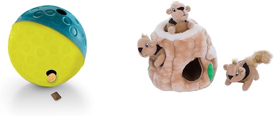 Outward Hound Nina Ottosson Treat Tumble Blue Rompecabezas interactivo dispensador de golosinas, juguete para perros, pequeño Hide A Squirrel Plush Dog Toy Puzzle, pequeño