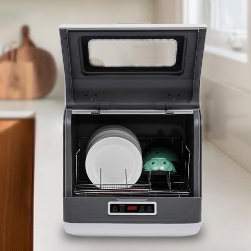 Portable Countertop Dishwasher with 8L Built-In Water Tank, 3 Washing Modes