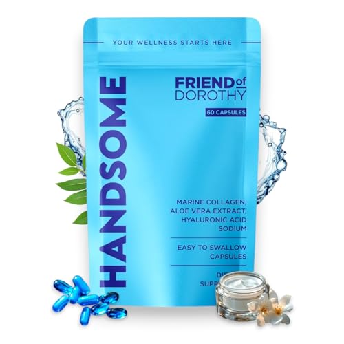 Friend of Dorothy - Handsome - Marine Collagen Capsules - Aloe Vera, Hyaluronic Acid & Vitamin C - Supports Skin Firmness, Hydration & Radiance - 60 Capsules for Men