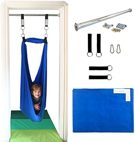 DreamGYM Doorway Sensory Swing Kit - Blue Compression Swing - 95 Cotton