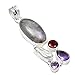 Produktbild NiaoZaiFei YunZaiKan Authentisch Labradorite + Amethyst + Garnet + Biwa Pearl 925 Sterling Silber Anhänger, 51 mm, MHBAP5714